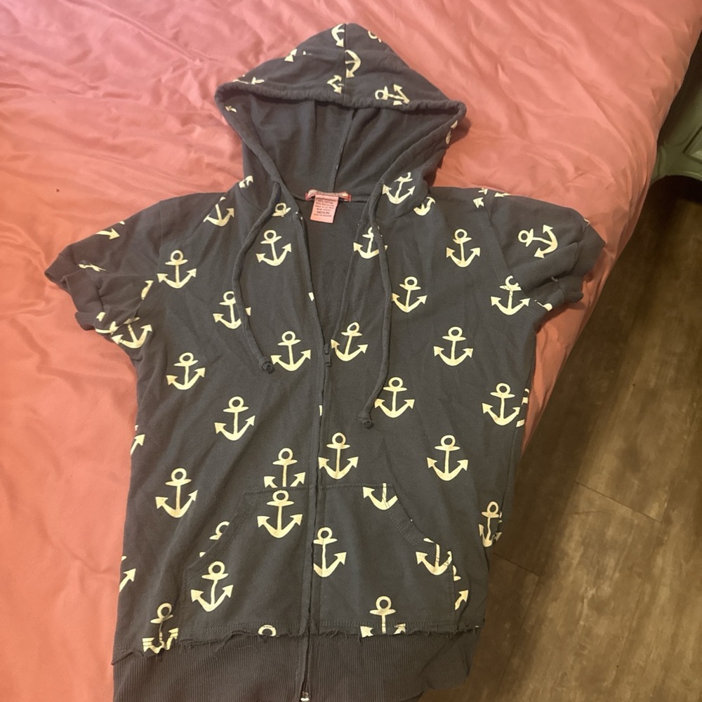 Anchor Print Kids Hoodie - Charcoal